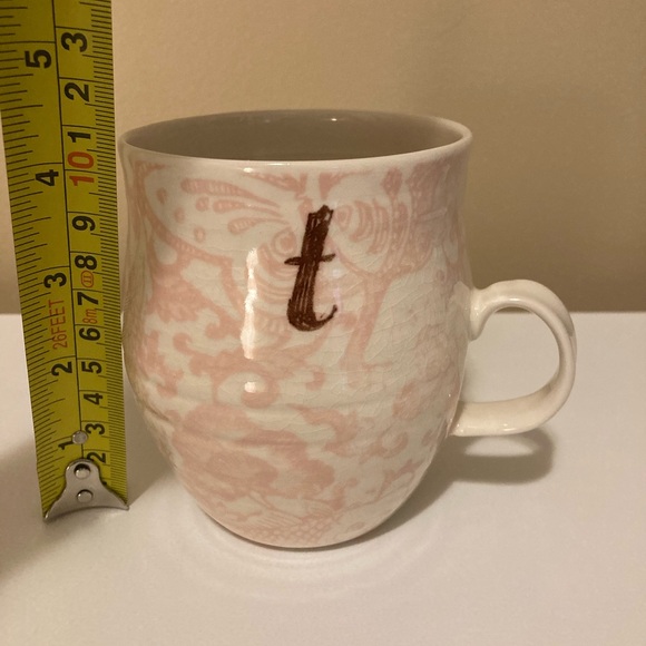 Pink and White Ceramic Anthropologie Monogram “T” Mug - Picture 10 of 10